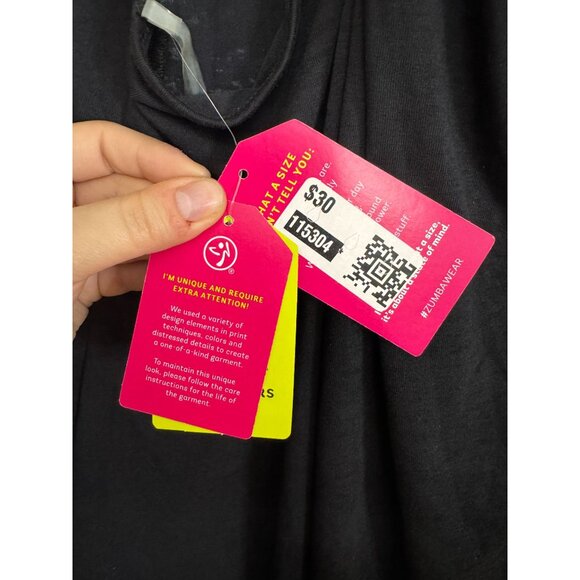 Zumba Wear Racerback Tank Top Black Sz Medium "Be Yourself. Free Yourself." NWT - Picture 6 of 10